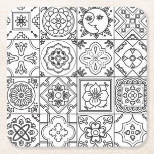 Geïnspireerd Talavera-patroon Kartonnen Onderzetters