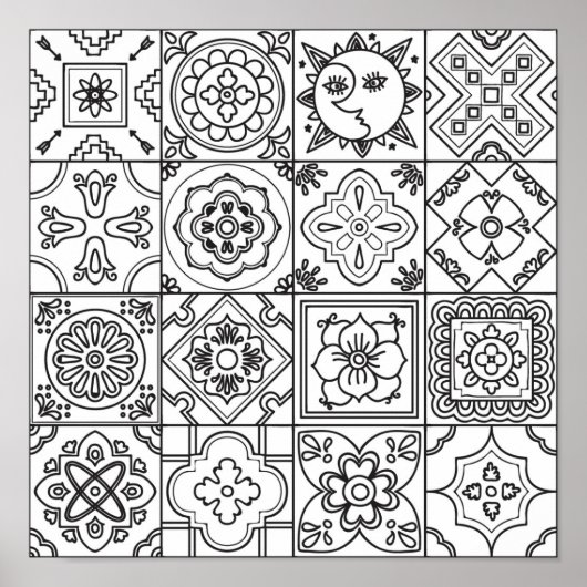Geïnspireerd Talavera Pattern 2 Poster (Voorkant)