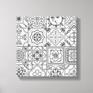 Geïnspireerd Talavera Pattern 6 Canvas Afdruk