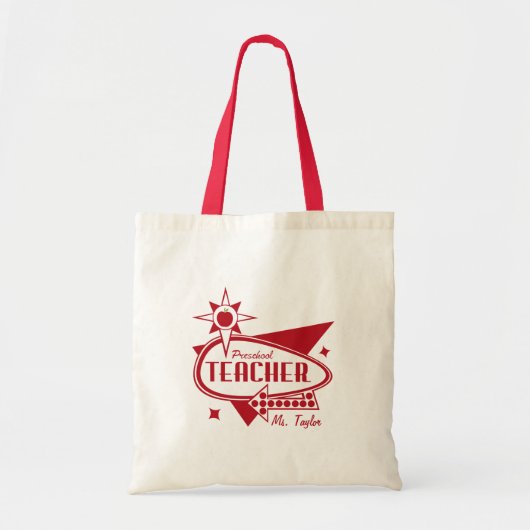 Geïnspireerd teken van de preschoolleraar Retro Re Tote Bag (Voorkant)