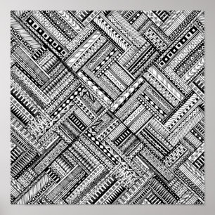 Geïnspireerd tribaal kunstpatroon 2 poster