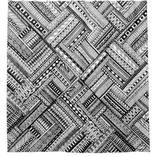 Geïnspireerd tribaal kunstpatroon douchegordijn (Voorkant)