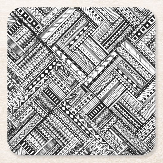 Geïnspireerd tribaal kunstpatroon kartonnen onderzetters (Voorkant)