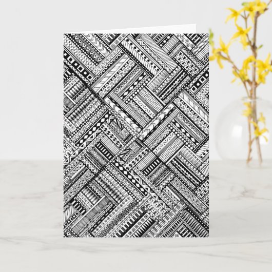 Geïnspireerd Tribal Art Patroon Kaart (Gele Bloem)