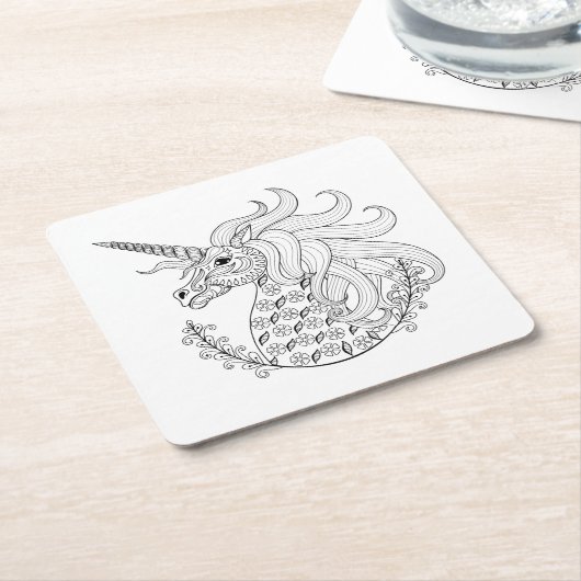 Geïnspireerd Unicorn Kartonnen Onderzetters (Schuin)