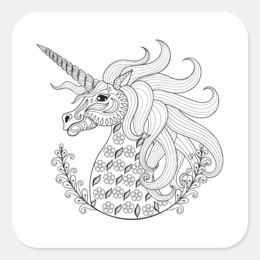 Geïnspireerd Unicorn Vierkante Sticker (Voorkant)