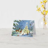  geïnspireerd Vakantiekaartje met Herten en Bomen Kaart (Gele Bloem)