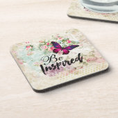 Geïnspireerd voor  collage van Quote & Roze Butter Drankjes Onderzetter (Linkerzijde)