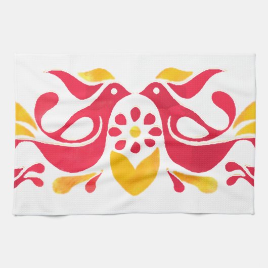 geïnspireerd vriendschap met vogelteattowel theedoek (Horizontaal)