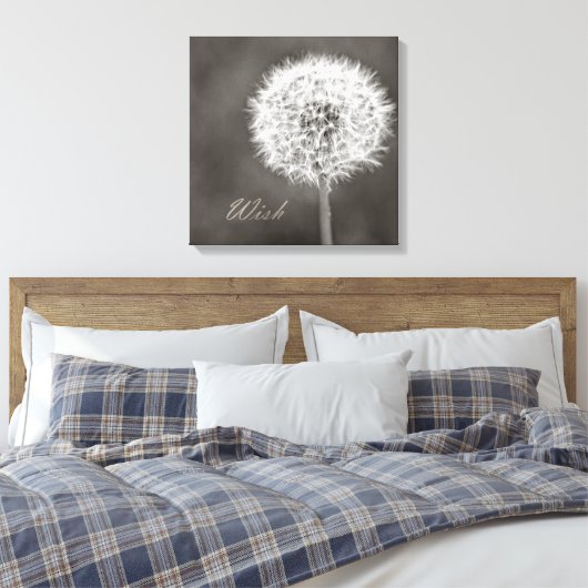 Geïnspireerd Wish Dandelion Canvas Afdruk (Insitu (Slaapkamer))
