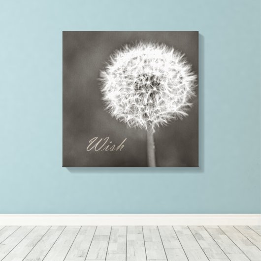Geïnspireerd Wish Dandelion Canvas Afdruk (Insitu (Houten vloer))