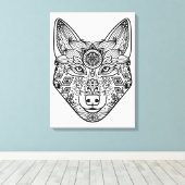 Geïnspireerd Wolf Head 6 Canvas Afdruk (Insitu (Houten vloer))