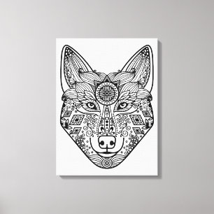 Geïnspireerd Wolf Head 6 Canvas Afdruk
