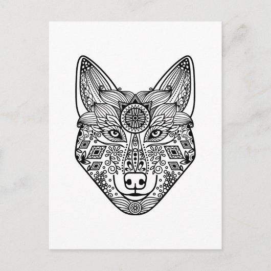 Geïnspireerd Wolfhoofd Briefkaart (Voorkant)