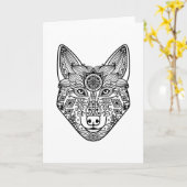 Geïnspireerd Wolfhoofd Kaart (Gele Bloem)