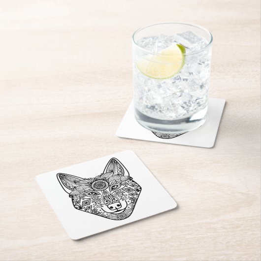 Geïnspireerd Wolfhoofd Kartonnen Onderzetters (Insitu)