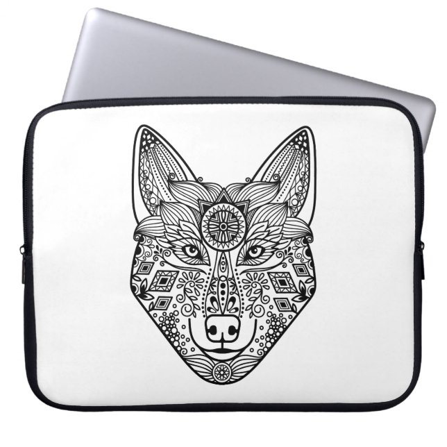 Geïnspireerd Wolfhoofd Laptop Sleeve (Voorkant)