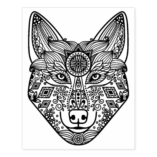 Geïnspireerd Wolfhoofd Rubberstempel (Afrduk)