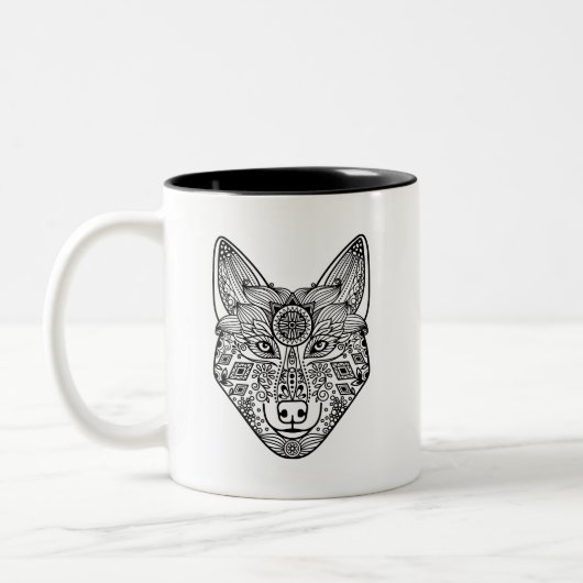 Geïnspireerd Wolfhoofd Tweekleurige Koffiemok (Links)