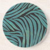 Geïnspireerd Zebra Print Blauwgroen Zandsteen Onderzetter (Voorkant)