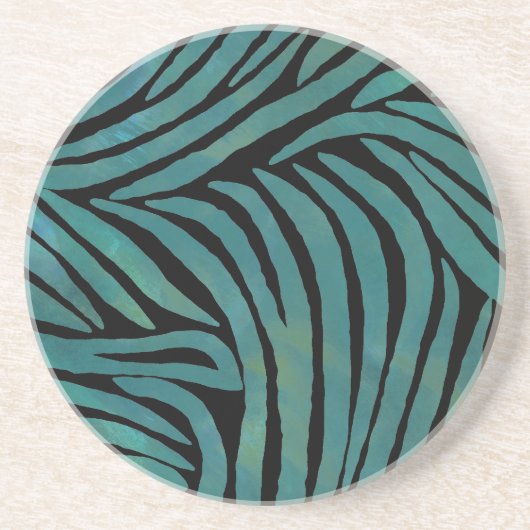Geïnspireerd Zebra Print Blauwgroen Zandsteen Onderzetter (Voorkant)