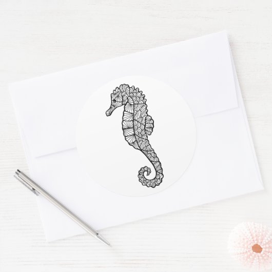 Geïnspireerd Zee paard Ronde Sticker (Envelop)