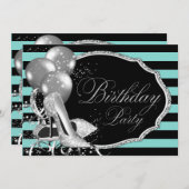 Geïnspireerd zwart Blauwgroen blauw verjaardagsfee Kaart (Voorkant / Achterkant)