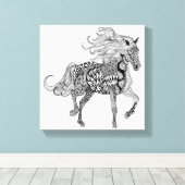 Geïnspireerd zwart paard 6 canvas afdruk (Insitu (Houten vloer))