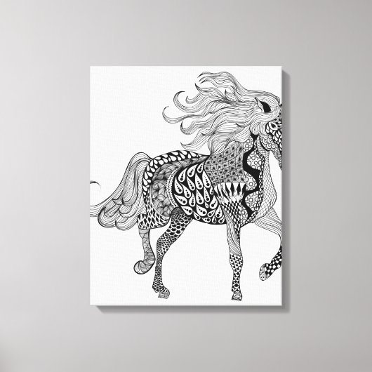 Geïnspireerd zwart paard 6 canvas afdruk (Voorkant)