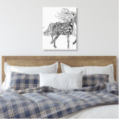 Geïnspireerd zwart paard 6 canvas afdruk (Insitu (Slaapkamer))
