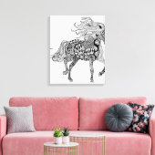 Geïnspireerd zwart paard 6 canvas afdruk (Insitu (Woonkamer))