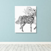 Geïnspireerd zwart paard 6 canvas afdruk (Insitu (Houten vloer))