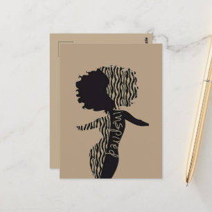 "Geïnspireerd" zwart-wit en Tan Woman Pose-Briefka Briefkaart