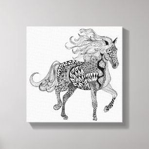 Geïnspireerd zwarte paard 6 canvas afdruk
