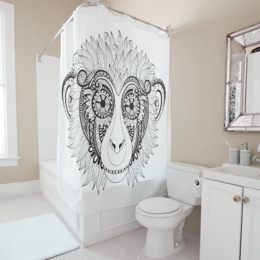 Geïnspireerde aap douchegordijn (In situ)