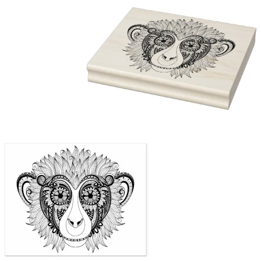 Geïnspireerde aap rubberstempel (Gestempeld)