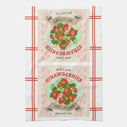  geïnspireerde aardbei theedoek (Verticaal)