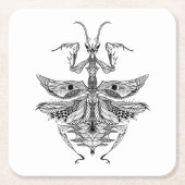 Geïnspireerde Bidsprinkhanen Kartonnen Onderzetters (Voorkant)