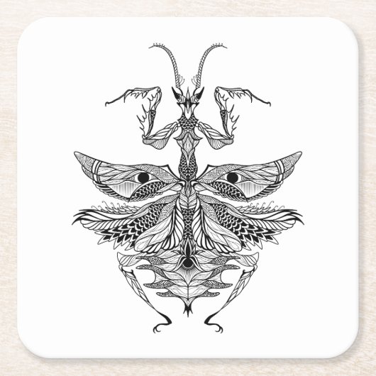 Geïnspireerde Bidsprinkhanen Kartonnen Onderzetters (Voorkant)