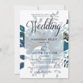  geïnspireerde Blauwe Bloemen met Stippen bruiloft Kaart (Voorkant)