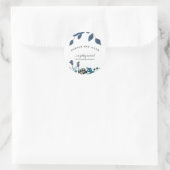  geïnspireerde Blauwe Bloemen Naam toevoegen Datum Ronde Sticker (Tas)