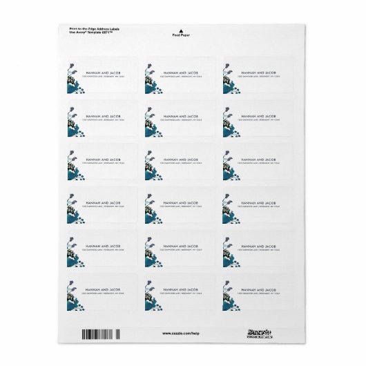  geïnspireerde Blauwe Bloemen op Wit Label (Full Sheet)