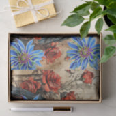 geïnspireerde Blauwe Bloemen Rode Rozen Ravens Tissuepapier (Geschenk)