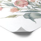  geïnspireerde blauwe en rode Waterverf bloemen Poster (Hoek)