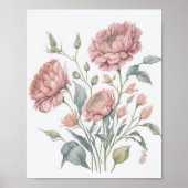  geïnspireerde blauwe en rode Waterverf bloemen Poster (Voorkant)