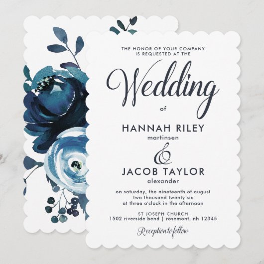  geïnspireerde blauwe Waterverf Kaart (Voorkant / Achterkant)