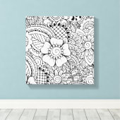 Geïnspireerde bloemen 6 canvas afdruk (Insitu (Houten vloer))