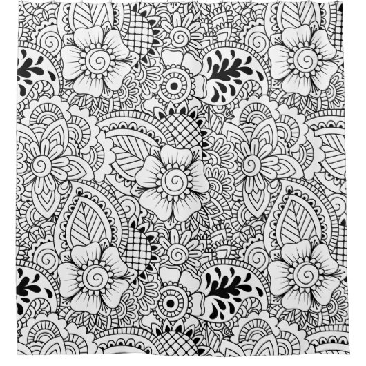 Geïnspireerde bloemen douchegordijn (Voorkant)