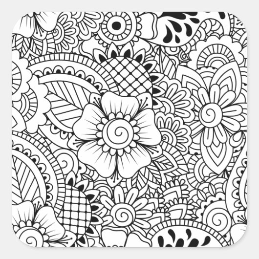 Geïnspireerde bloemen vierkante sticker (Voorkant)