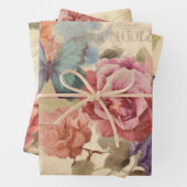 geïnspireerde bloemen & vlinders inpakpapier vel (In situ)